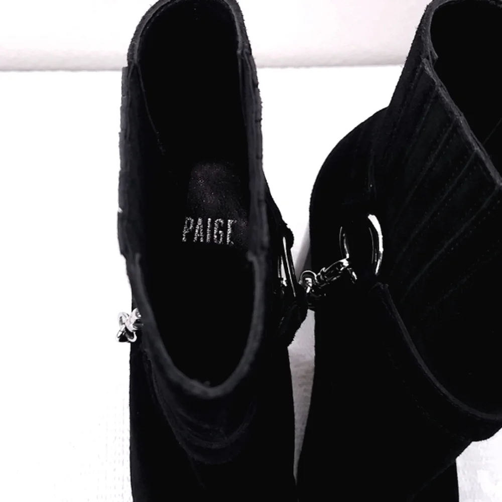 PAIGE London Chain Harness Heeled Ankle Booties - Picture 8 of 9